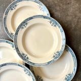 6 assiettes creuses Longchamp en terre de fer, service "Lily"