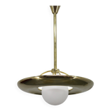 Art Deco brass chandelier with white glass, Czechoslovakia 1930s
