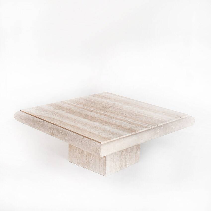 Large vintage travertine marble coffee table. Italy, 1980s