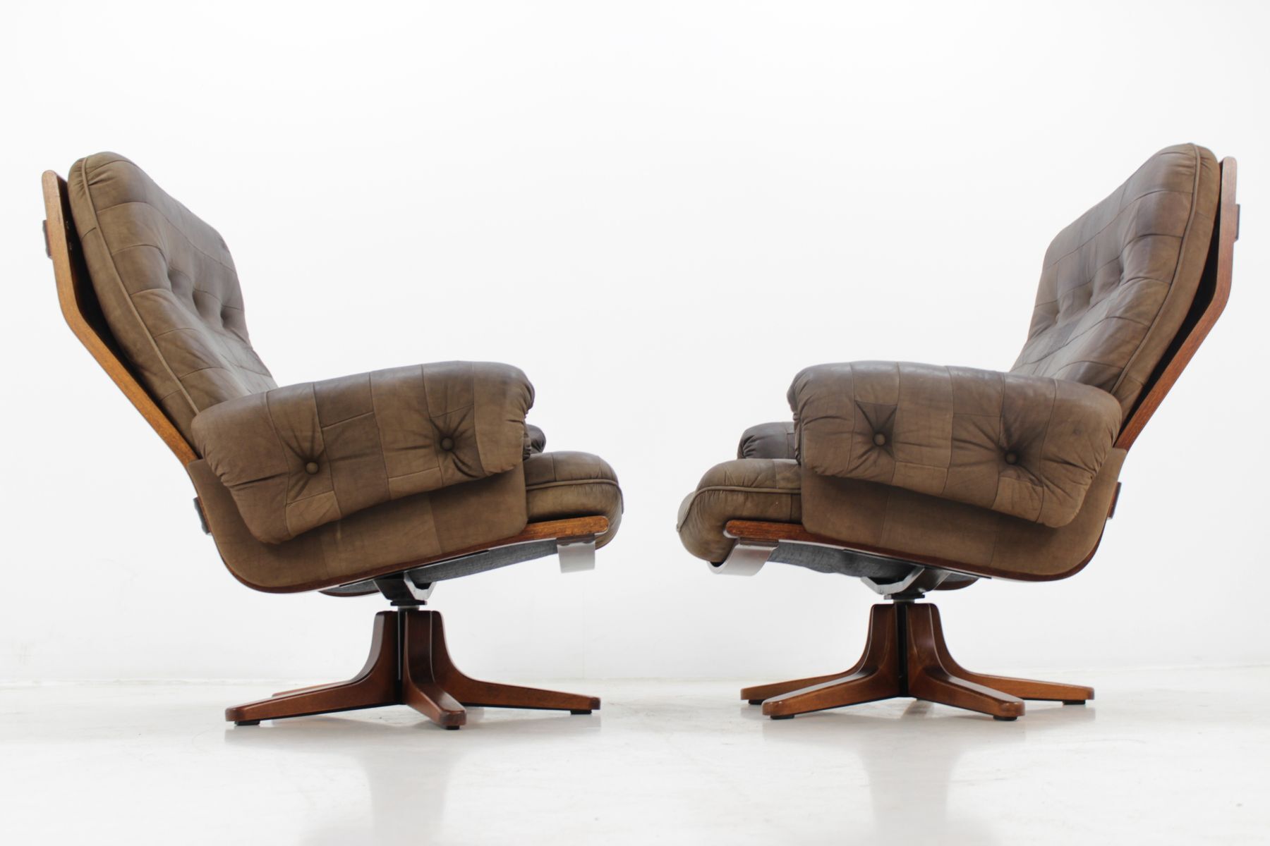 Scandinavian armchairs leather 1970 s