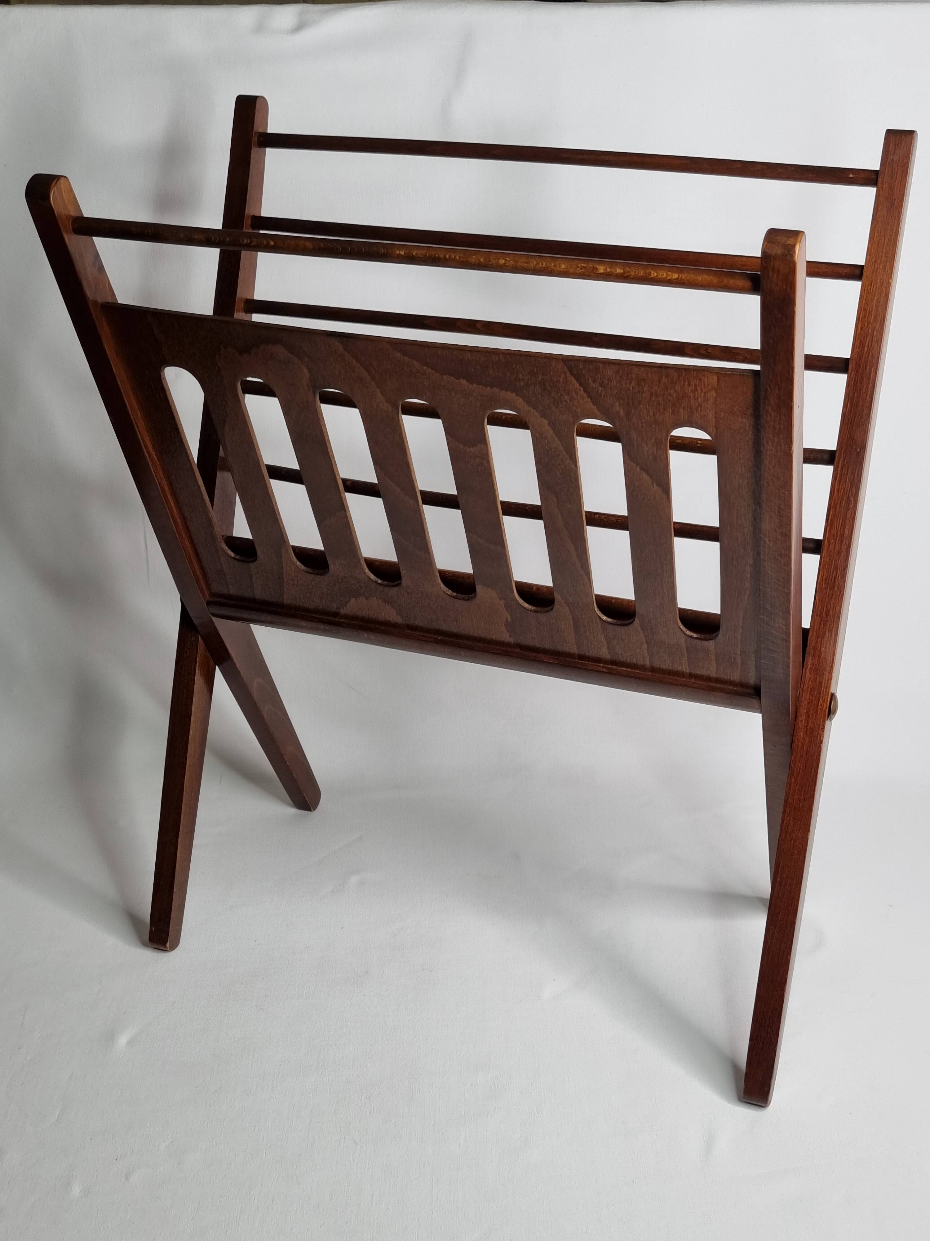 Folding teak magazine rack by Cees Braakman