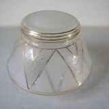 Old 1950s globe lampshade in glass and gilding retro chandelier lighting