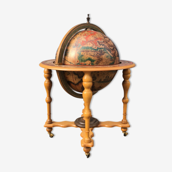 Vintage globe globe bar world map on wheels, 1960s