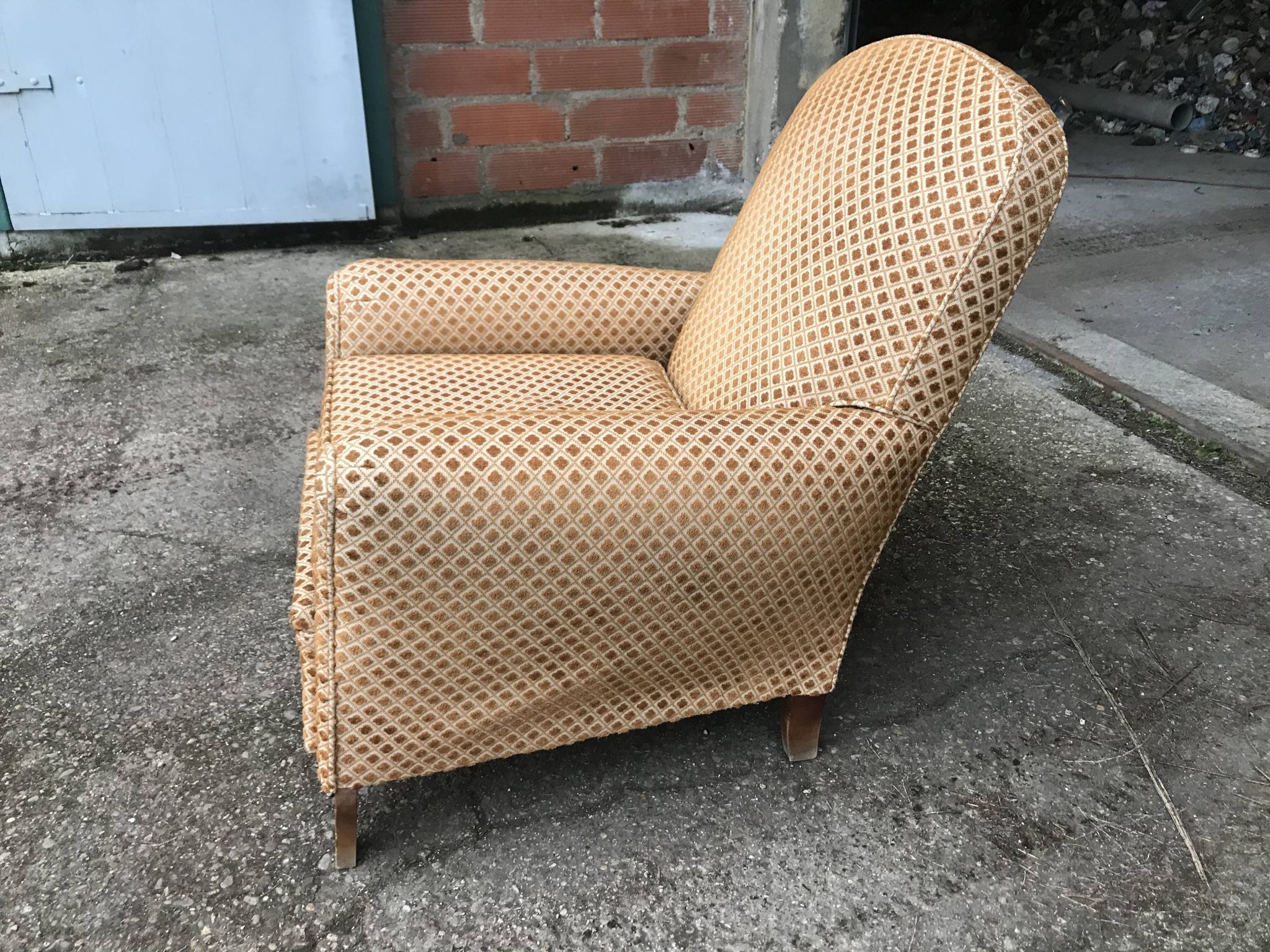 Fauteuil club velours 1970