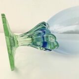 Blue green blown glass vase