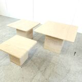 Set of 3 travertine nesting tables, 1970s