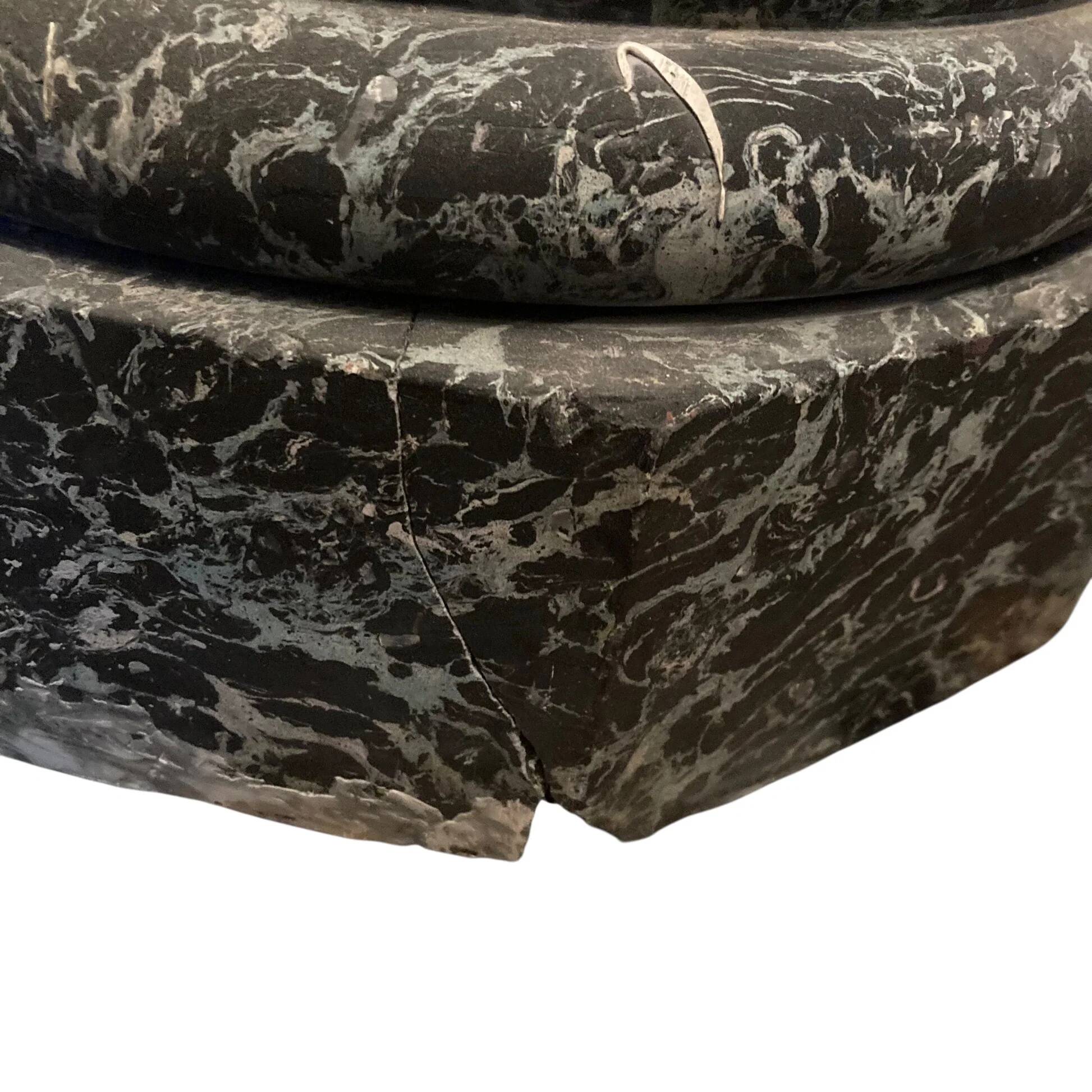 Pair of black and green scagliola columns from the 19th century.