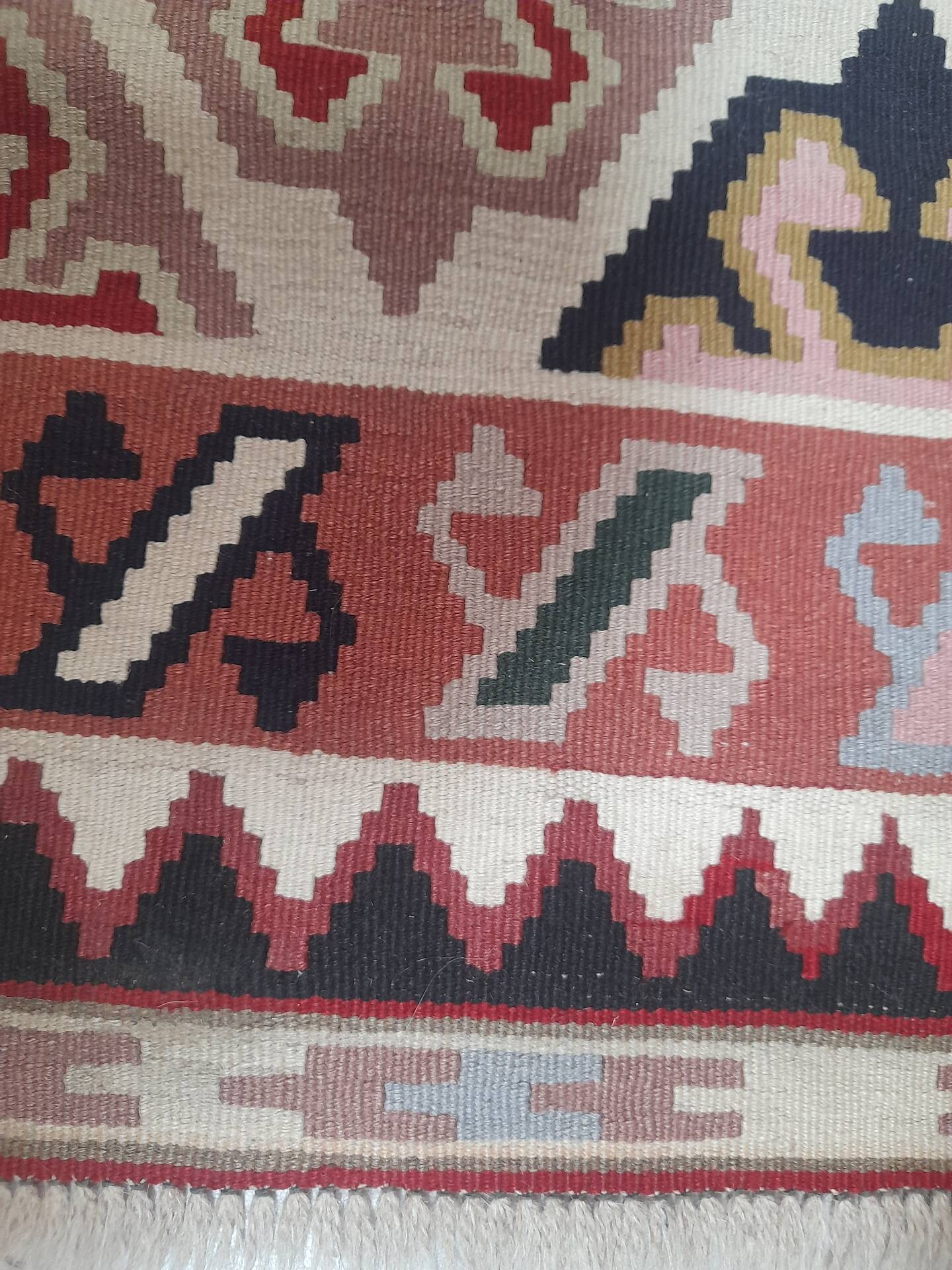 Large geometric kilim rug pure wool 160 x 290 cm
