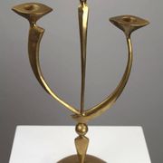 Solid Brass Three-Arm Candelabra — Modernist, 1960s