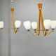 Pair of Czech Mid-Century Wood and Glass Chandeliers by Dřevo Humpolec