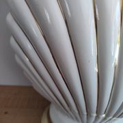Ceramic and gold metal shell lamp base - vintage