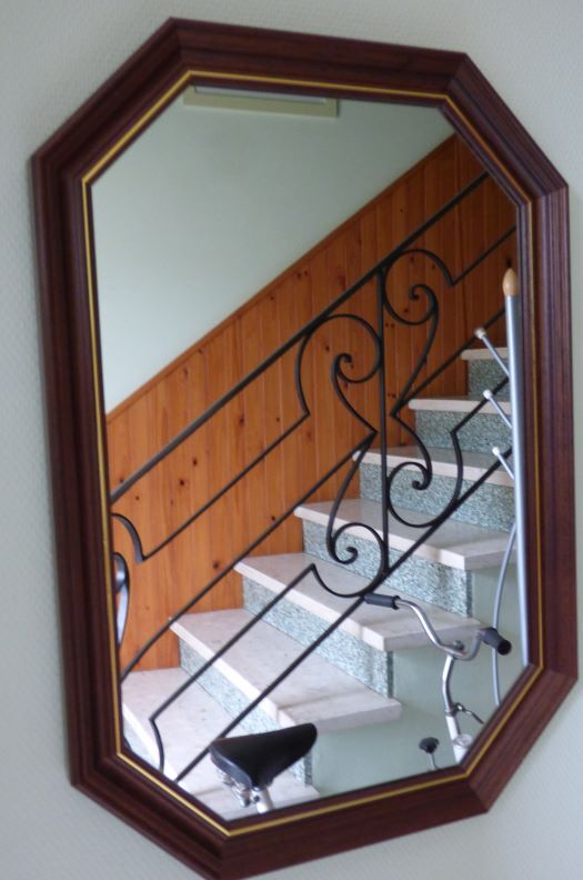 Solid wood mirror with gilded metal edging 47.50x 67 cm