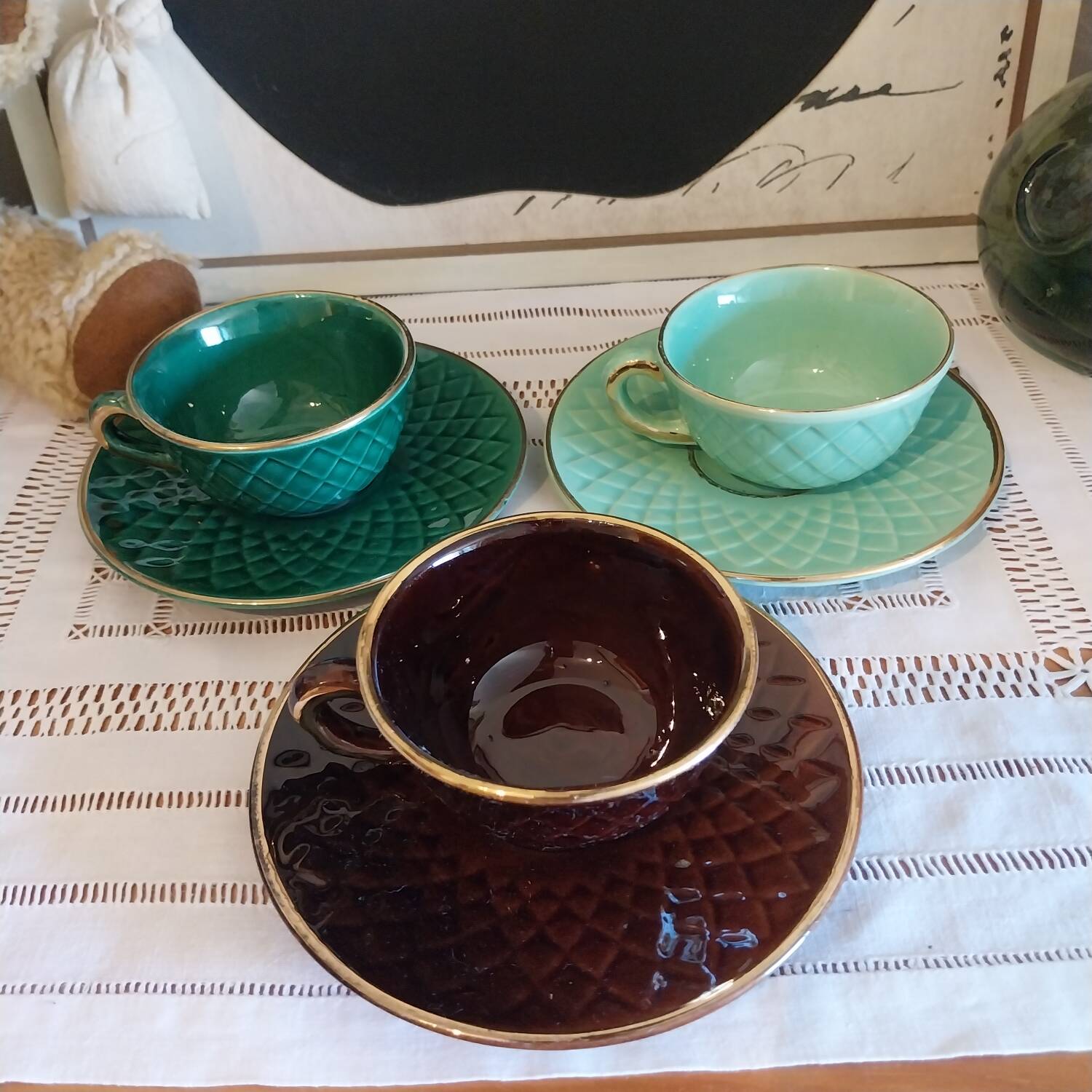 Antique St. Clement cups and saucers