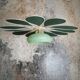 Suspension glass globe and petals in linen and rattan