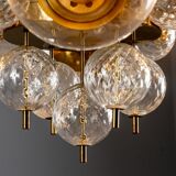 Glass and brass chandelier, Jaroslav Bejvl, 1970s, Czechoslovakia