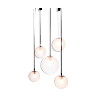 Suspension Peil & Putzler grand groupe de globes de verre soufflés à la main