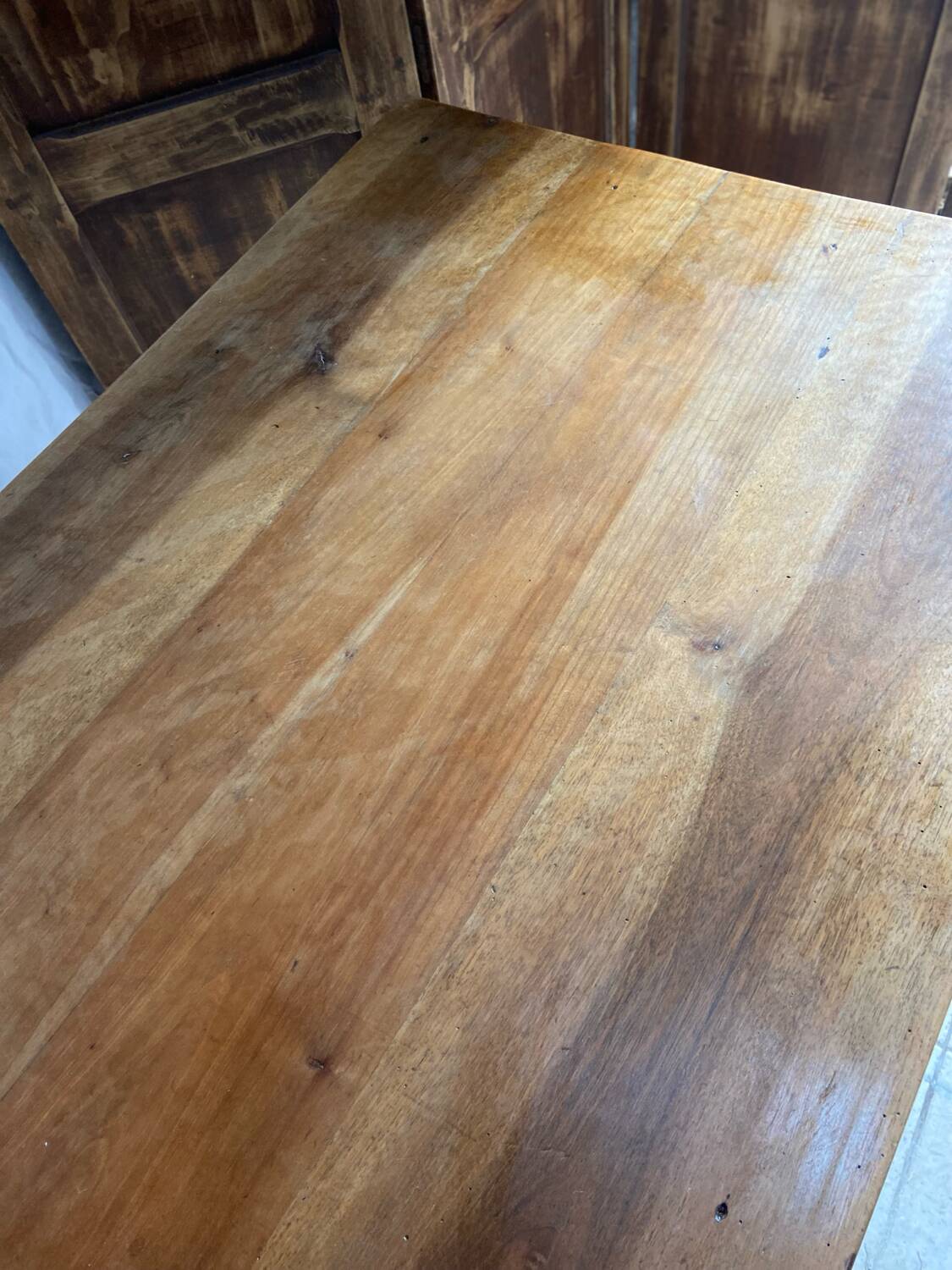 Antique walnut farmhouse table for four people
