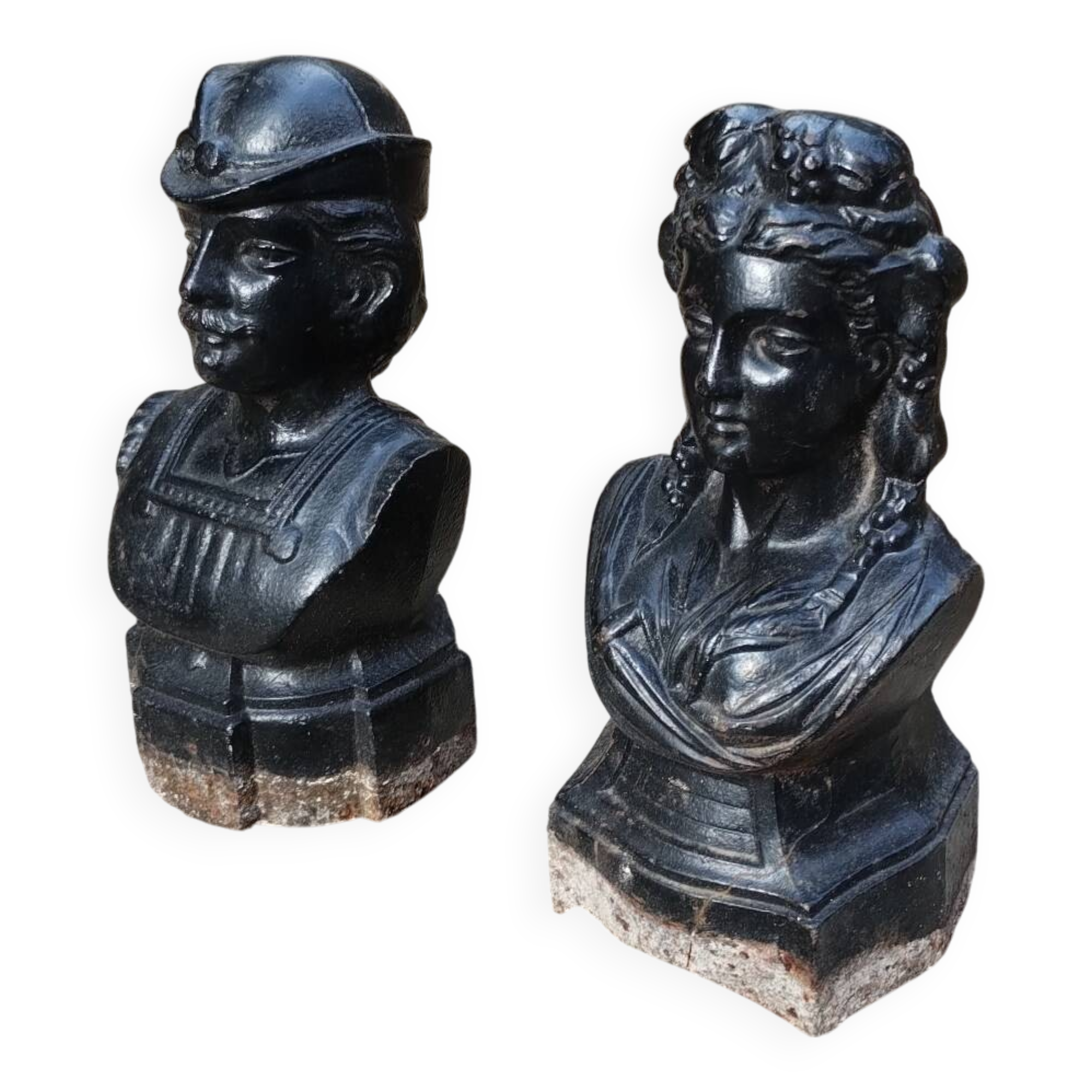 Pair of cast iron andirons