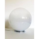 Contemporary scenographic murano vanished-white murano glass table lamp in 70's style