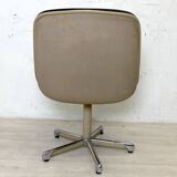Strafor swivel armchair in brown faux leather, vintage 1970s