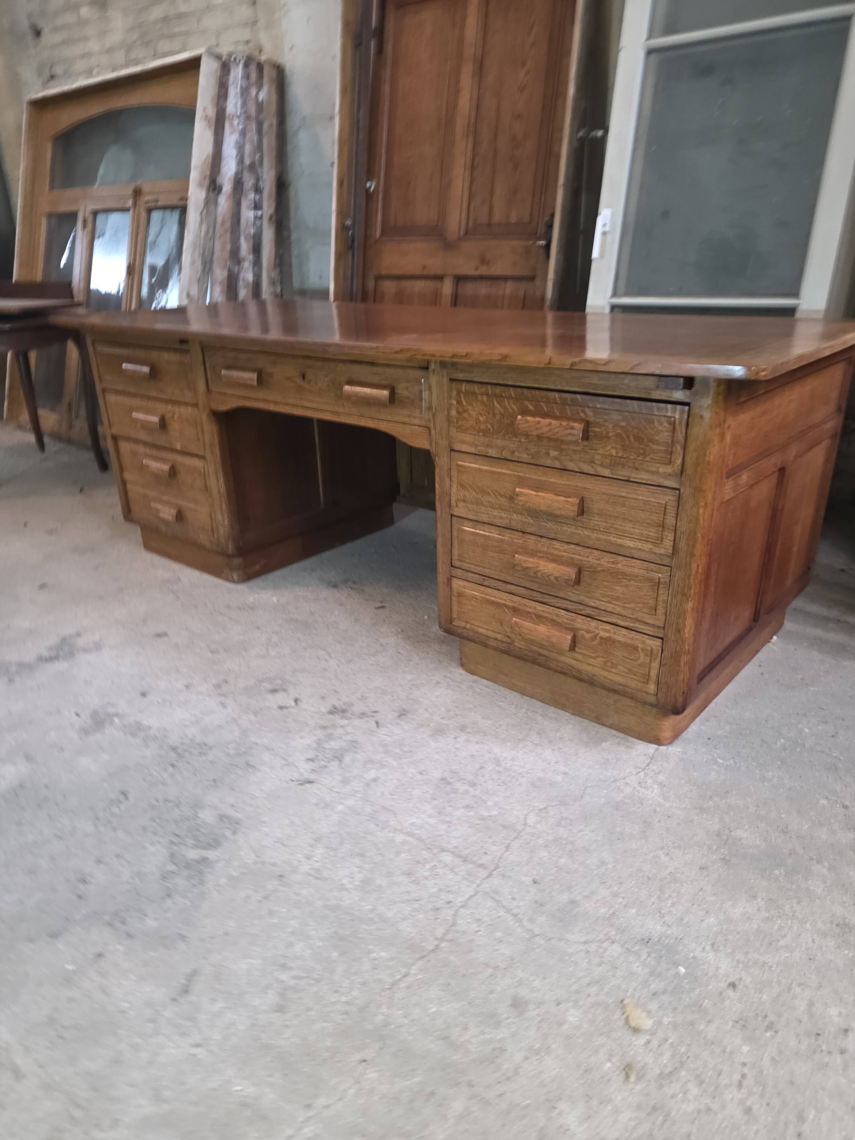 Bureau ministre XXL en chêne , 220 × 95 cm