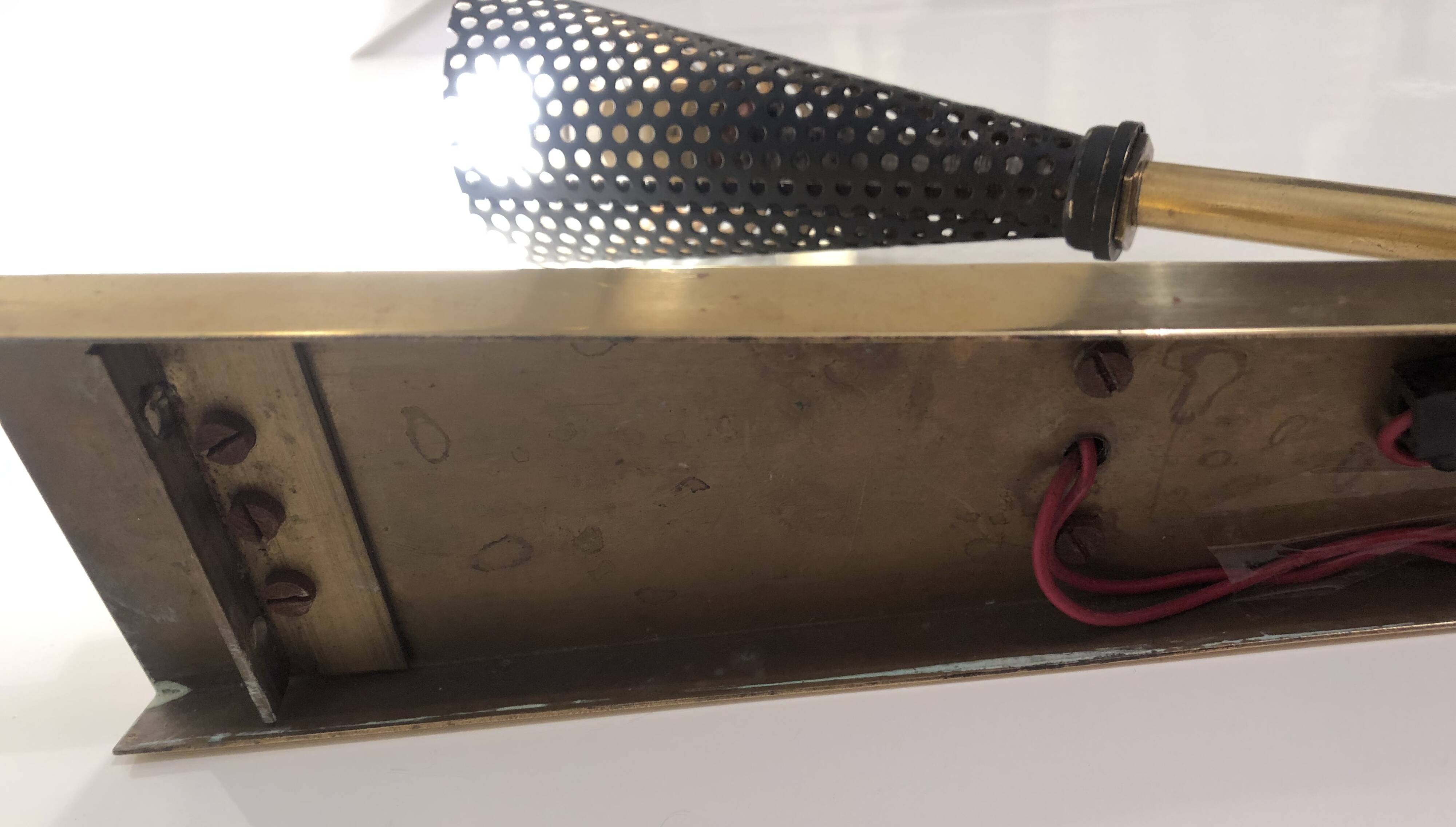 Wall lamp with reflector in rigitulle (perforated metal) from the 50s