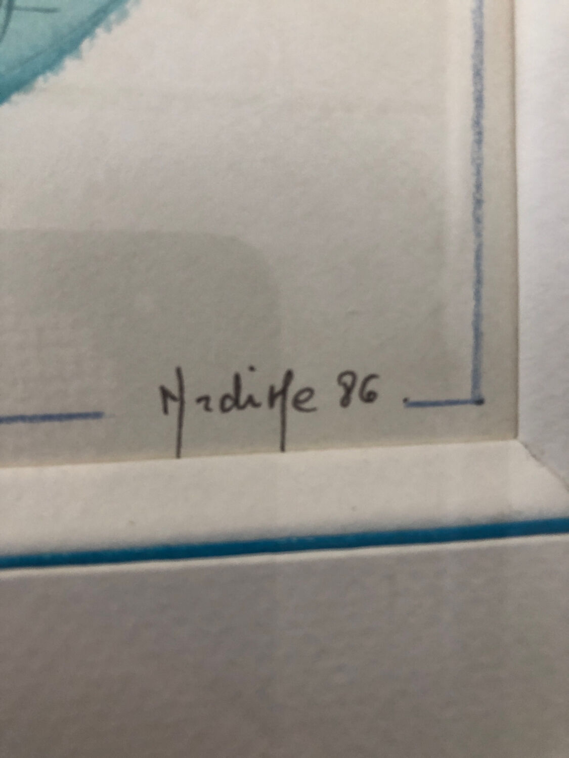 Watercolor painting nadine martinique st anne + wood frame #a224