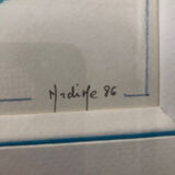 Watercolor painting nadine martinique st anne + wood frame #a224