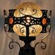 Large vintage wrought iron and glass pendant lamp