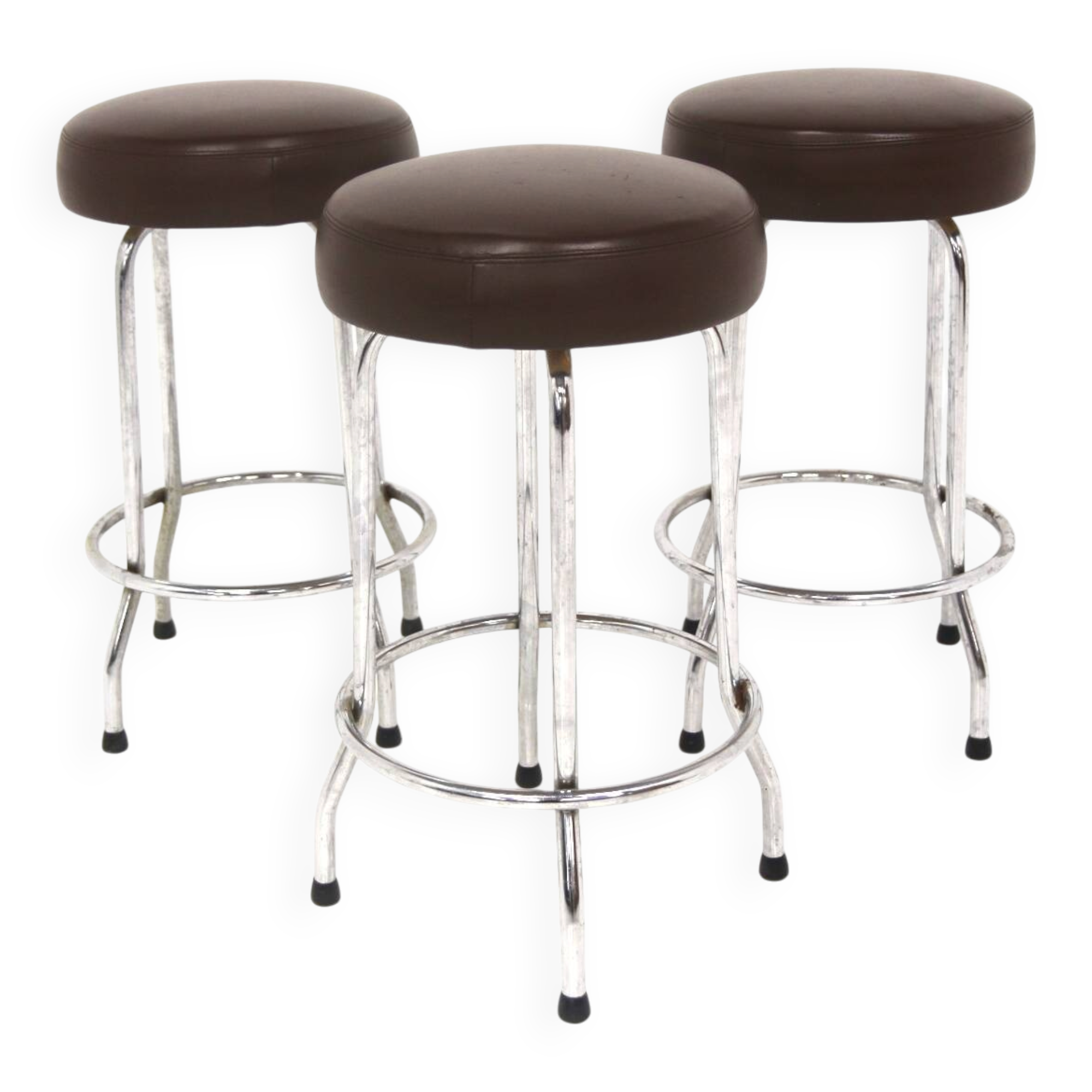 Set of 3 bar stools in faux leather, Johanson Design, Markaryd, Sweden, 1970.