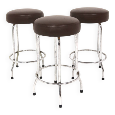 Set de 3 tabourets de bar en simili-cuir, Johanson Design, Markaryd, Suède, 1970