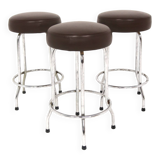 Set of 3 bar stools in faux leather, Johanson Design, Markaryd, Sweden, 1970.