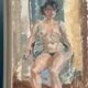 Huile sur toile originale – “Dame assise” par Sven Strömberg – Signée – Vintage et encadrée