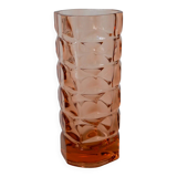 faceted pink glass vase 1950