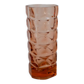 faceted pink glass vase 1950