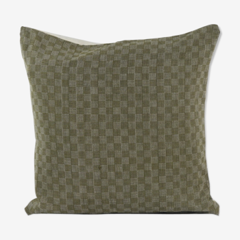 Housse de coussin tissé main khaki