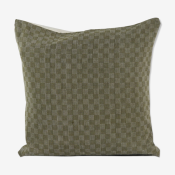 Khaki hand-woven cushion cover