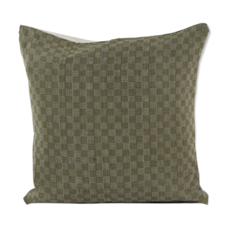 Khaki hand-woven cushion cover