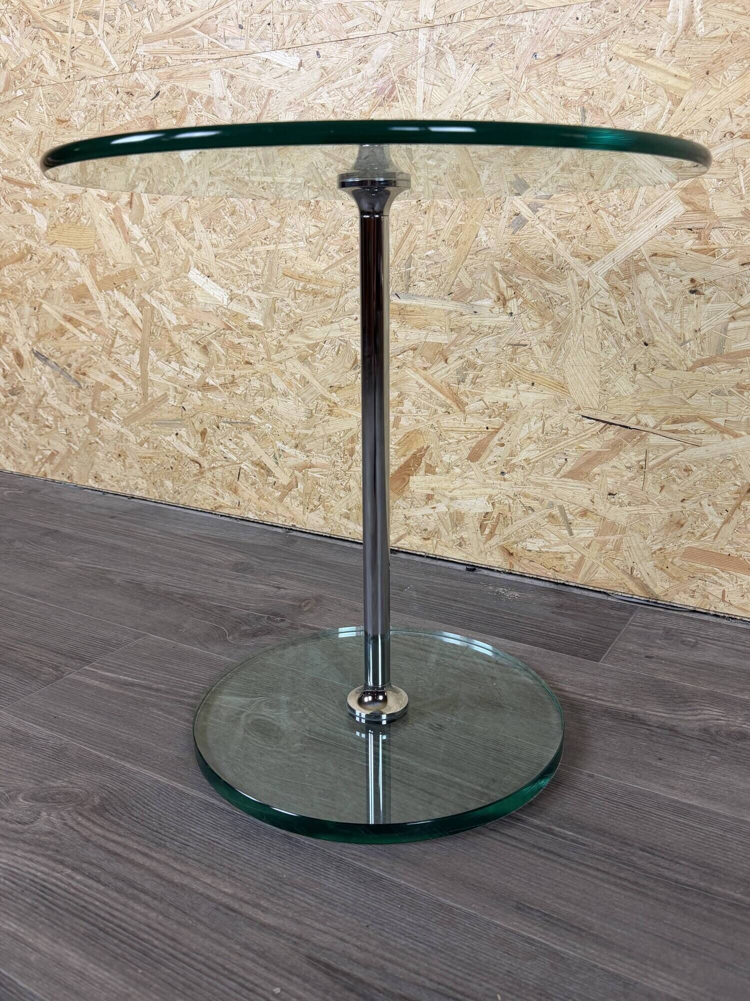 1970s 1980s Coffee Table Side Table in Chrome and Glass Space Age Design