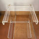 Coffee table, side table in plexiglass with a glass top.