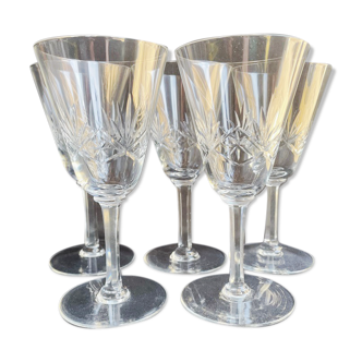 Large wine glasses (5) - Art Deco - Blown and cut crystal