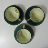 3 old lunches and saucers in faience of Longchamp