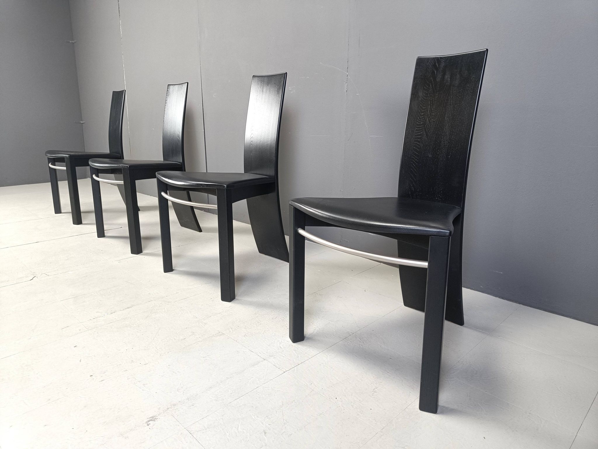 Vintage curved wooden dining chairs, 1980s