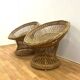 Ensemble fauteuils et table en rotin style rétro vintage des années 1960