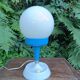 Space Age ball lamp in white opaline and blue plastic, 1970s