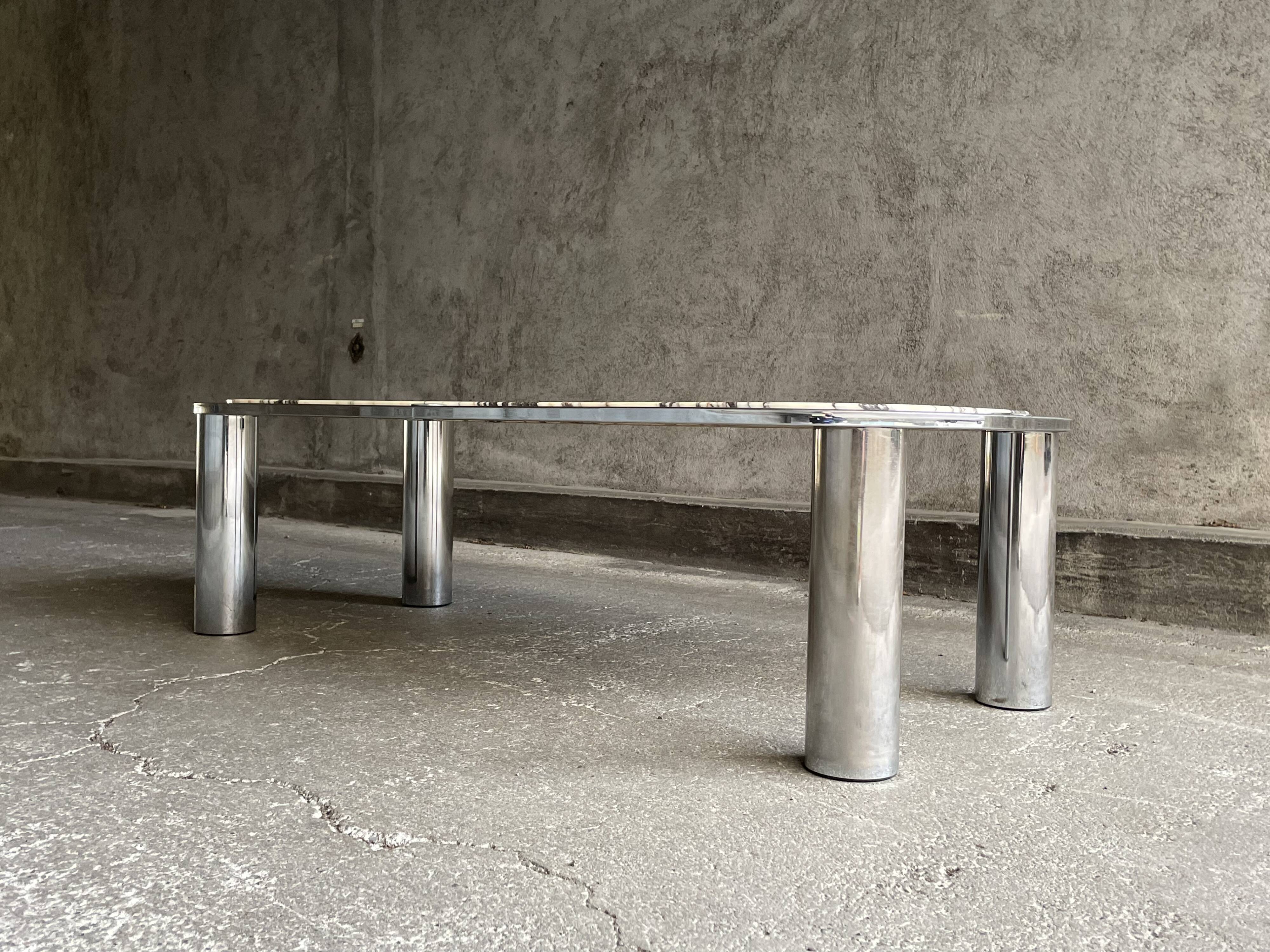 Italian marble and chrome coffee table, 1970s