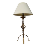 Large "Arts & Crafts" style lamp in beaten iron with a golden patina.