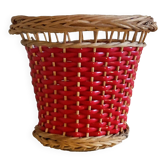 Cache-pot en rotin tressé & scoubidou