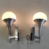 Appliques tulipes en métal et verre - années 60/70