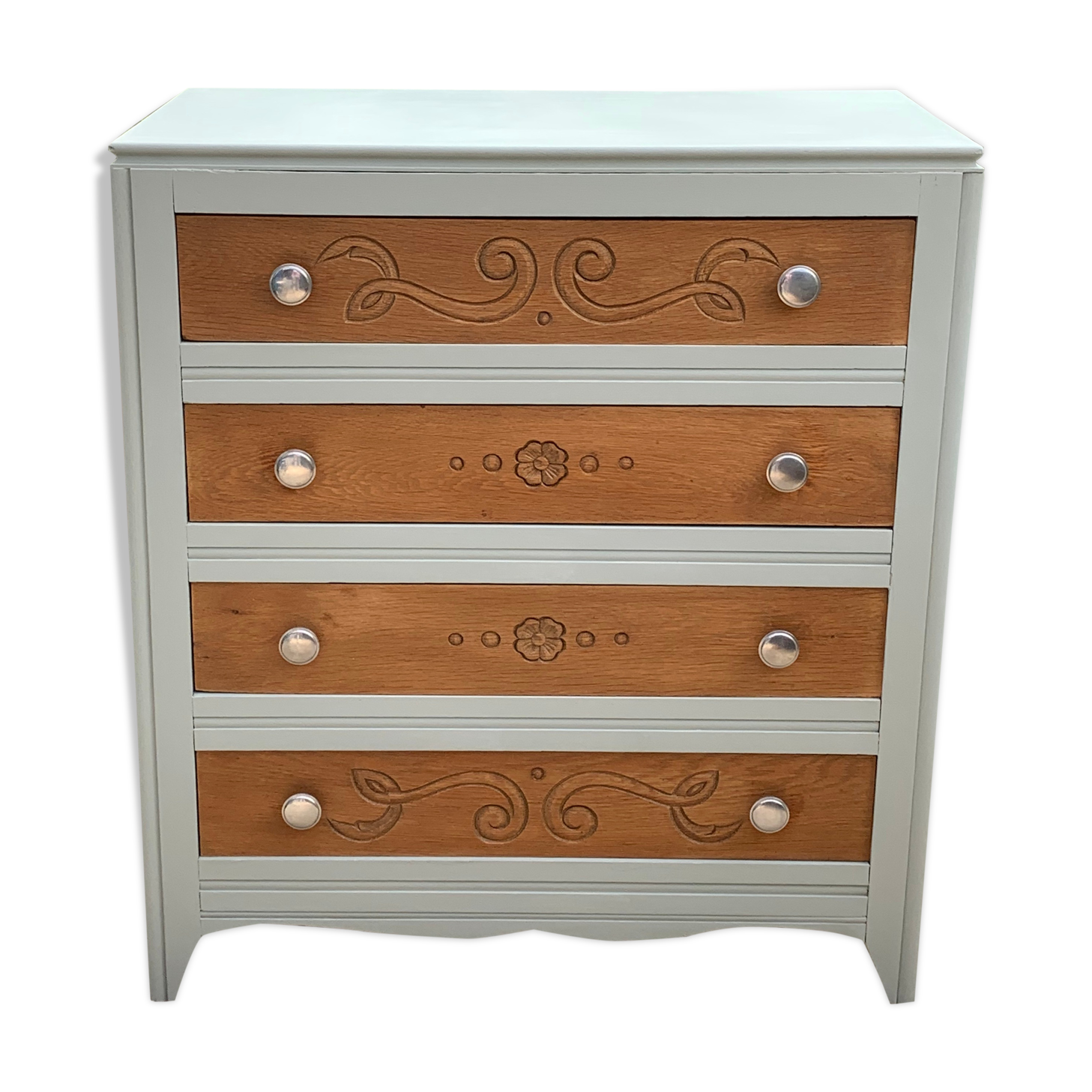 40's grey green art deco chest of drawers